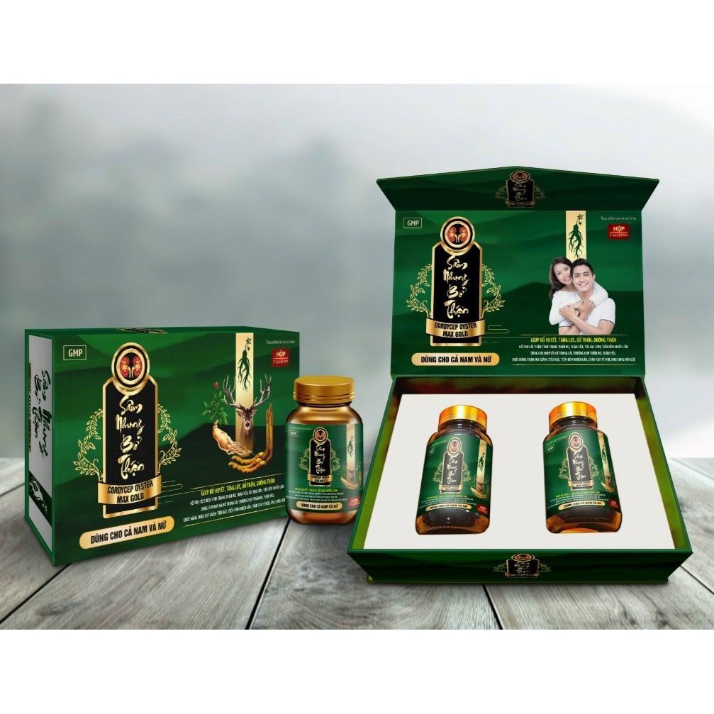 Viên Uống SÂM NHUNG BỔ THẬN Cordycep oyster max gold, Bổ Thận ,Tăng Cường Sinh Lý Nam & Nữ, Hộp 2lọ - 30 viên