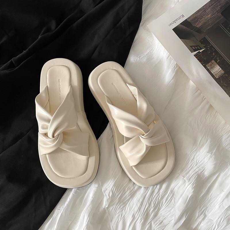 Dép Sandal Đế Dày Không Trượt Đính Nơ Thời Trang Dành Cho Nữ dép đi trong nhà chống trượt