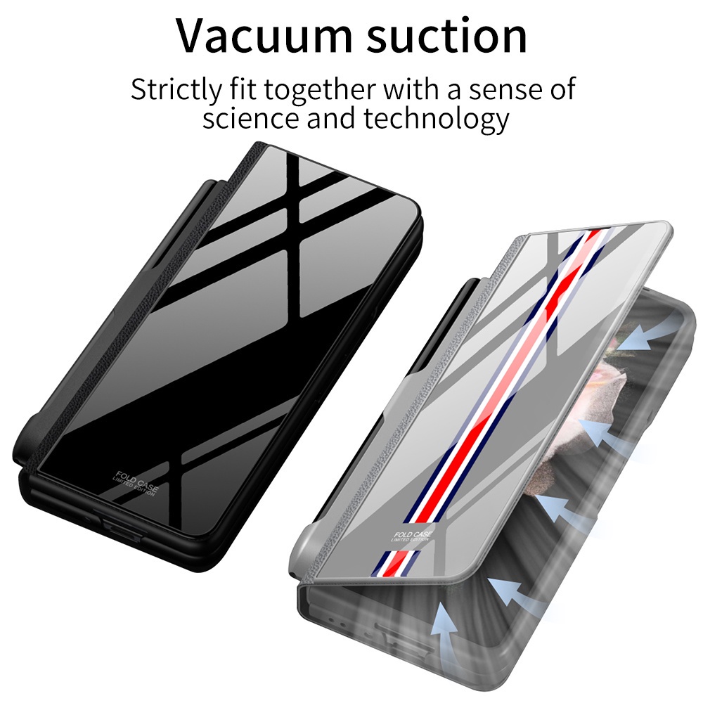 Bao Da Điện Thoại PU Nắp Gập Tích Hợp Kính Cường Lực Và Ngăn Đựng Bút Cho Samsung Galaxy Z Fold 3 Z Fold 4