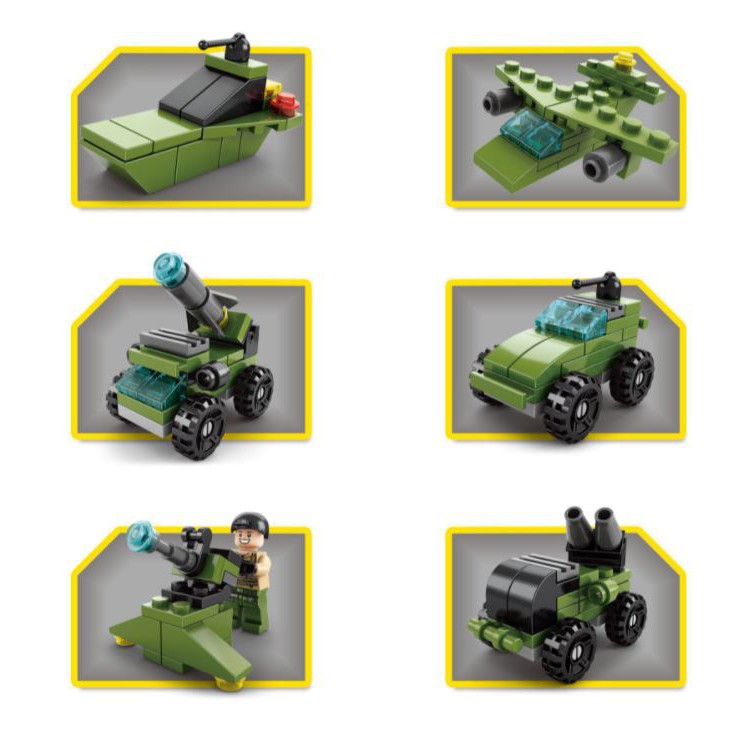 BỘ ĐỒ CHƠI XẾP HÌNH LEGO 6 IN 1 137 CHI TIẾT XE TĂNG CHIẾN ĐẤU