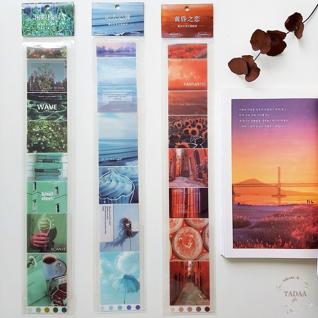 Sticker aesthetics, nhãn dán vintage cổ điển phong cảnh hoa lá, hình ảnh bầu trời màu sắc trang trí DIY, nhật ký, sổ tay