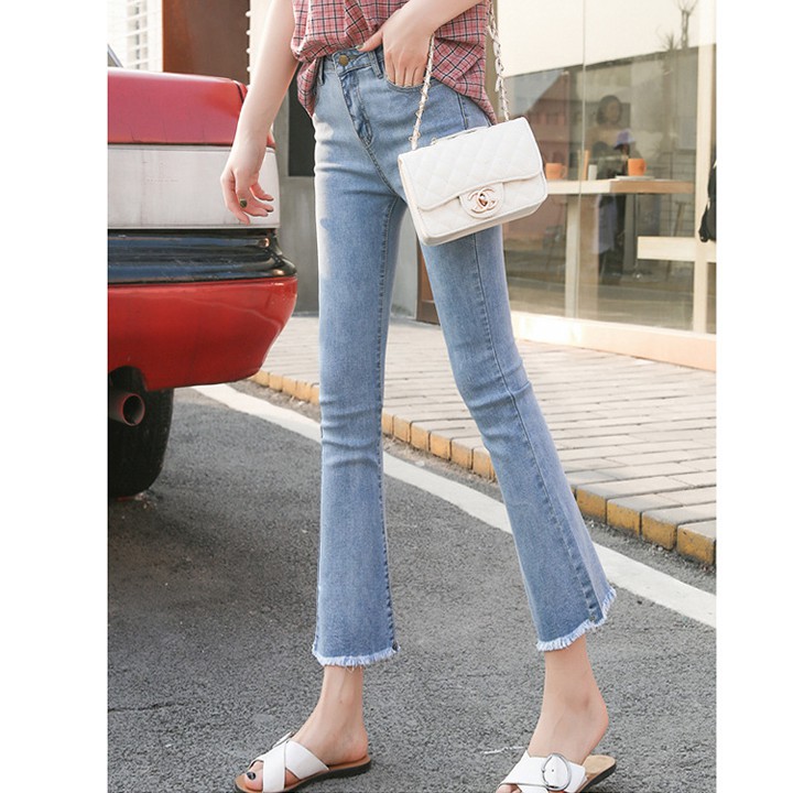 Quần jean nữ ống loe, gấu quần tua rua | BigBuy360 - bigbuy360.vn