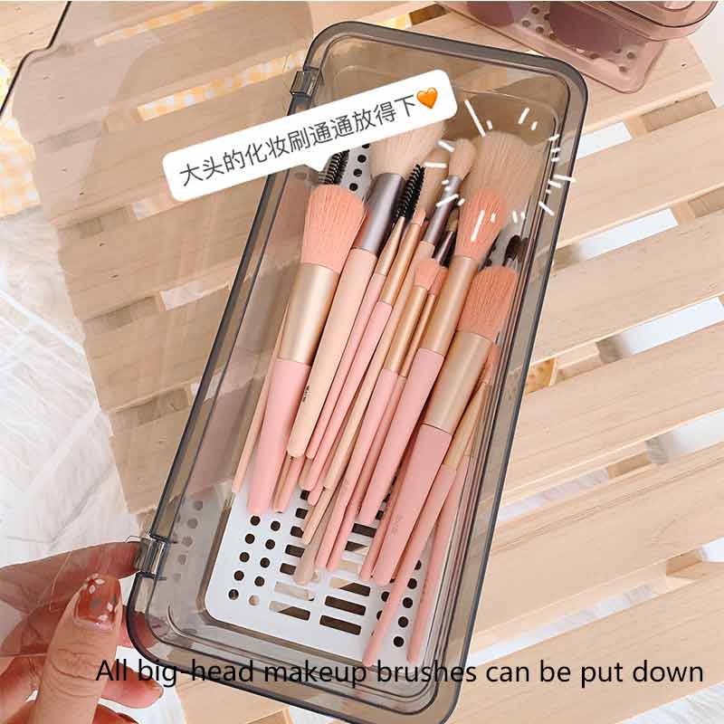 Hộp đựng mỹ phẩm trong suốt có nắp đậy chống bụi bẩn tiện dụng