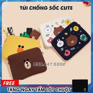 Túi Chống Sốc Laptop Macbook Phong Cách Hàn Quốc (Không Quai) - Chống Sốc 4 Lớp, Phủ Nhung Êm Ái - Tặng 1 Tấm Lót Chuột