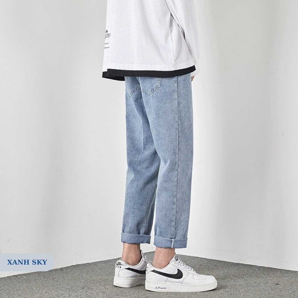 Quần baggy nam BASIC jean ống suông rộng phong cách Hàn Quốc 2023