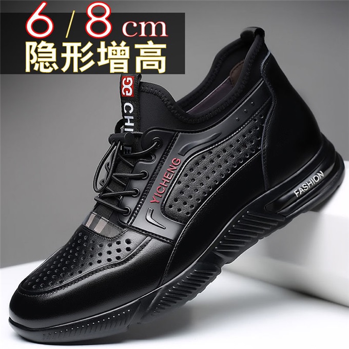 Giày Da Thật Đục Lỗ Thoáng Khí Đế Độn 6cm 8cm Chống Trượt Cho Nam