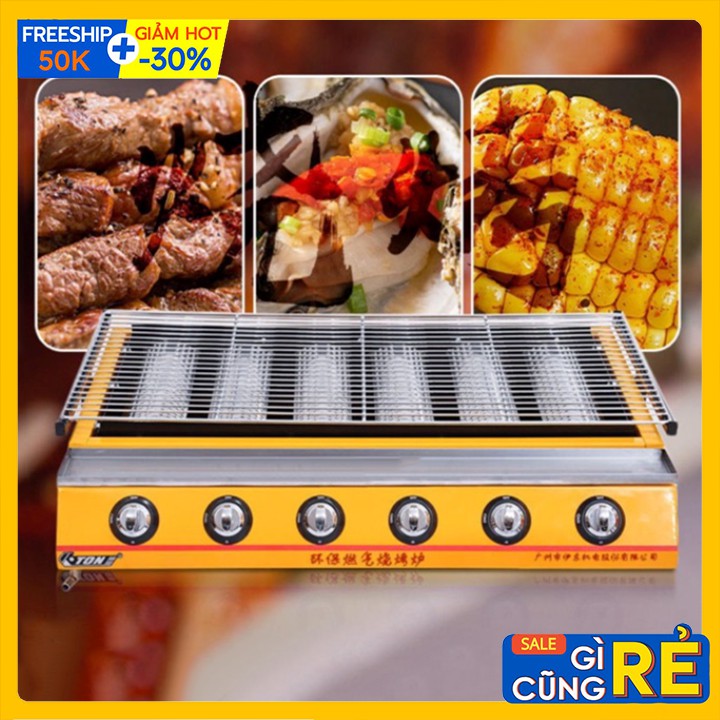 Bếp nướng ga 6 đầu đốt, bếp gas chuyên nướng hải sản, thịt bbq ETON ET-K233