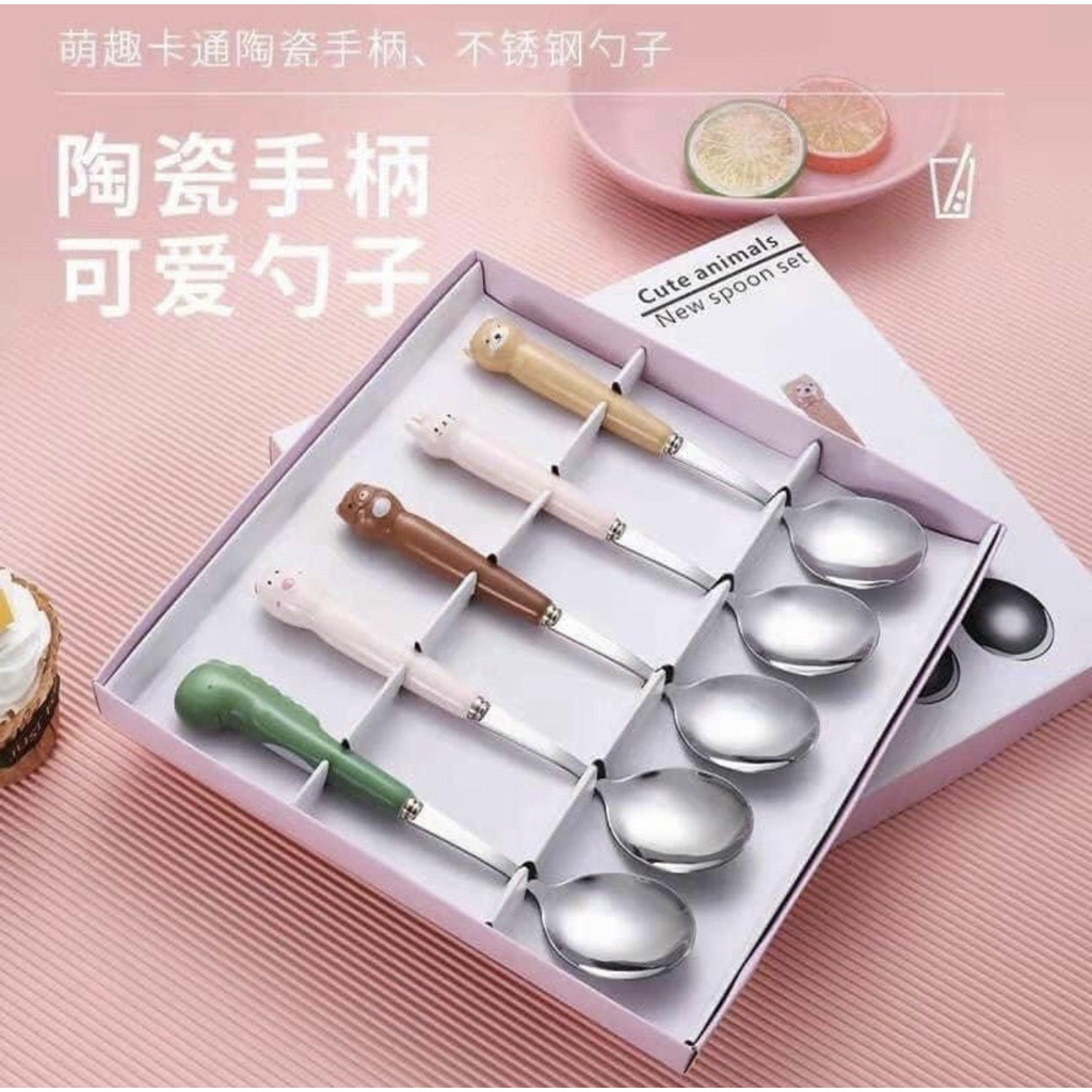 Thìa INOX 304 Cao Cấp Hình Thú Ngô Nghĩnh Cho Bé