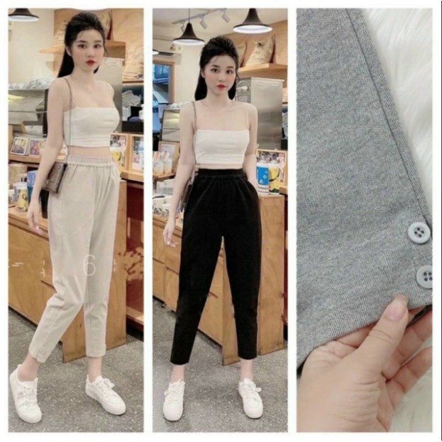 mẫu hot*QUẦN BAGGY DẠ Chéo Hai Khuy Chất Đẹp