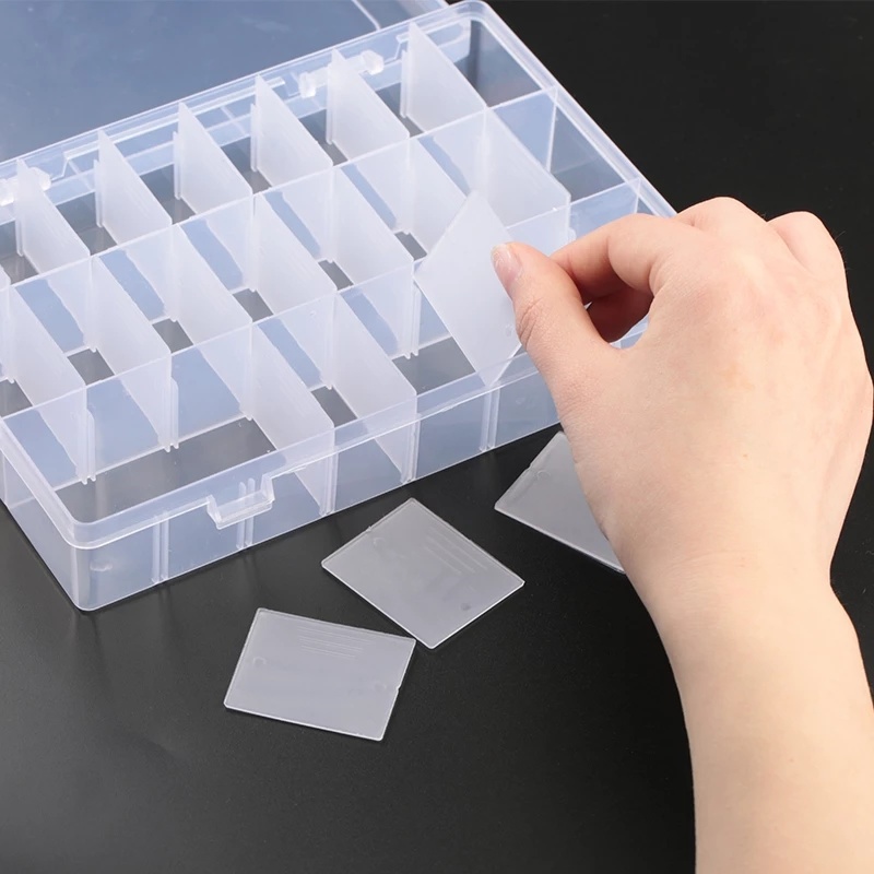 6/8/10/12/24/28 Grids Transparent Clamshell Jewelry Storage Plastic Box/ Nail Art Tools Storage Container/ Dustproof Cotton Swab Necklace Earrings Rings Beads Jewelry Clear Organizer Case