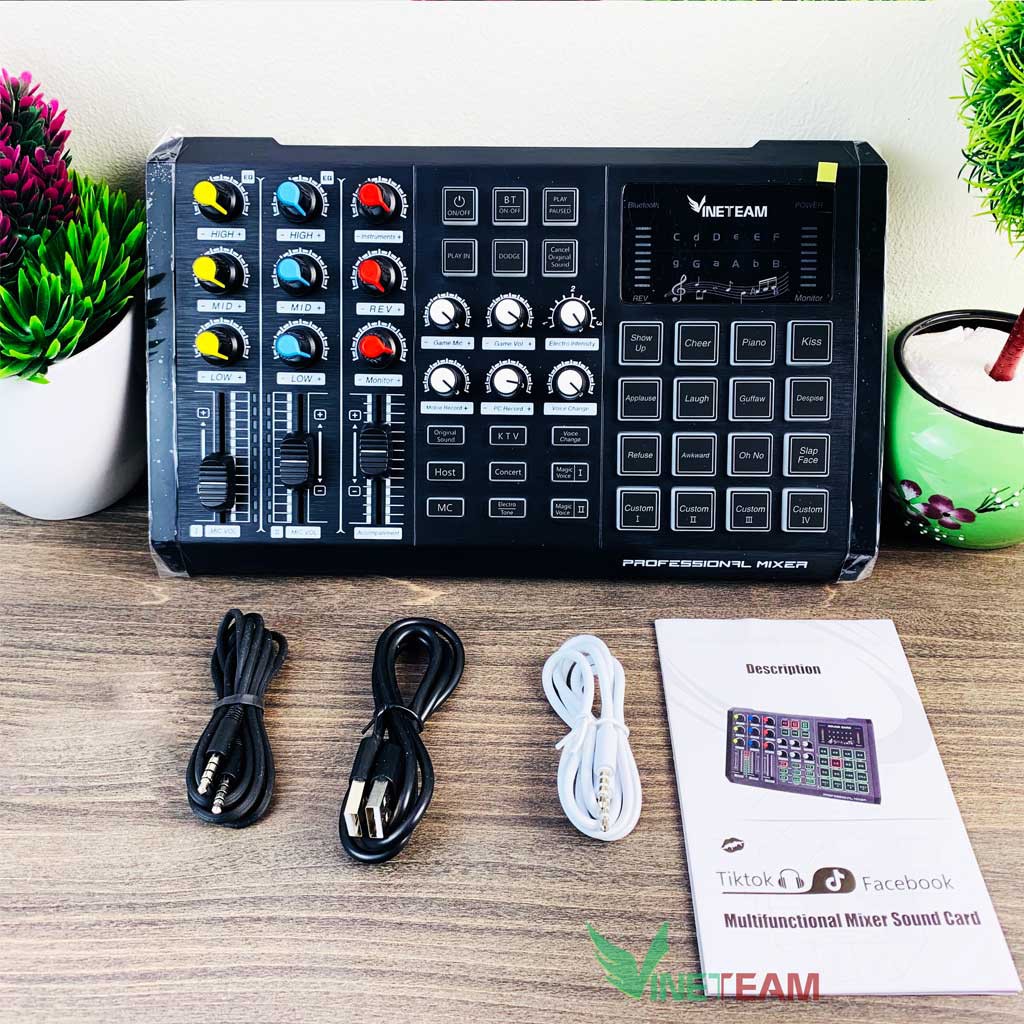 Sound card S8 2020 Có 2 Cổng Mic Và Tích Hợp Cổng Nhạc Cụ✔Hát Karaoke Live tream Thu Âm Thế Hệ Mới✔ K