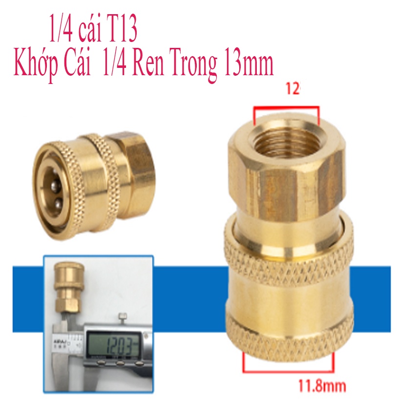 Bộ Khớp Nối Nhanh 1/4" Đủ Các Loại Ren 13mm 14mm 18mm 22mm Dành Cho Máy Rửa Xe Cao Áp Gia Đình Mini