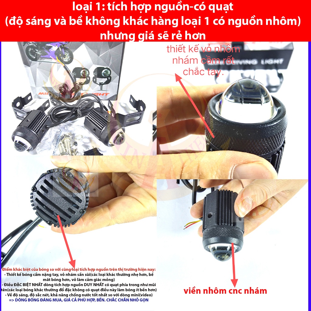 Đèn trợ sáng MINI Cost Vàng Pha Trắng 30W Không nguồn Hàng Loại 1