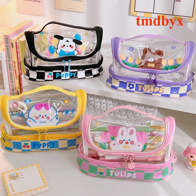 Túi Đựng Bút Trong Suốt Sức Chứa Lớn Thiết Kế Đơn Giản Cho Học Sinh Tiểu Học