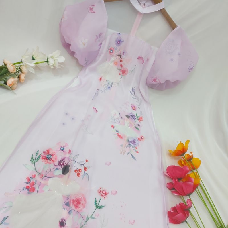 Áo dài tết 🎀LINLEE🎀 Áo dài cách tân cao cấp 4 tà tay bồng cách điệu đủ size s, m, l, xl | BigBuy360 - bigbuy360.vn