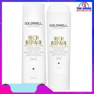 CẶP DẦU GỘI XÃ GOLDWELL RICH REPAIR PHUC HỒI TÓC HƯ TỔN KHÔ XƠ 250ML