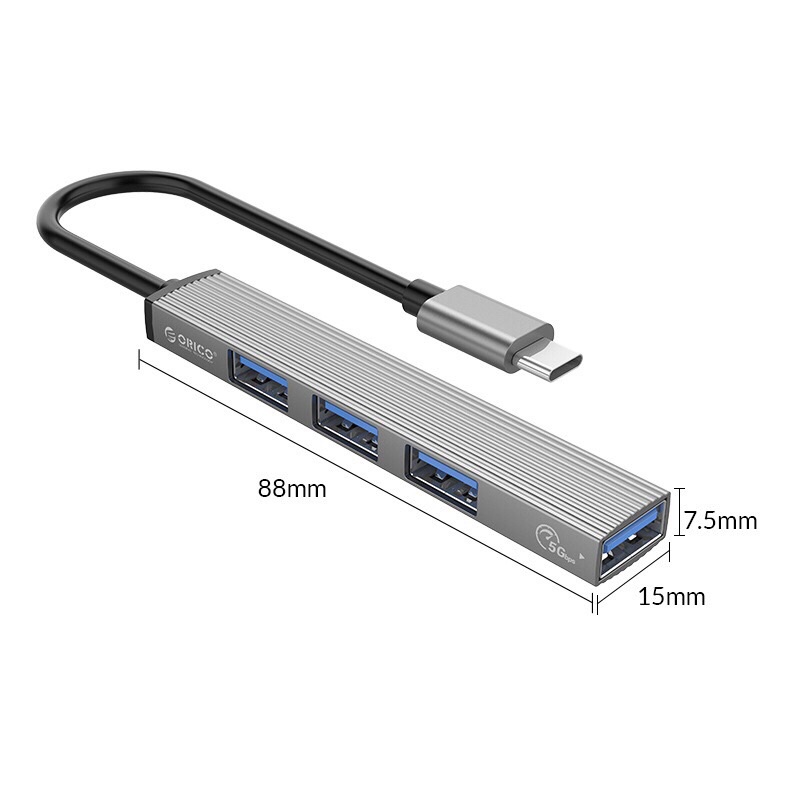 Hub chia USB Type C/A sang (to) USB Type-A 3.0 MicroSD/TF ORICO AH-12F/13/A12F/A13 | Cho laptop máy tính PC ARIGATO