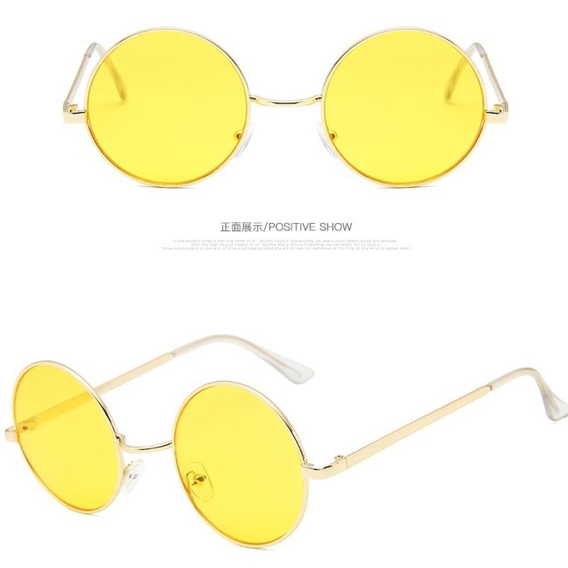 (AIMURUSI) COD Kính Mát Gọng Tròn Kim Loại Chống Tia UV Thời Trang Unisex