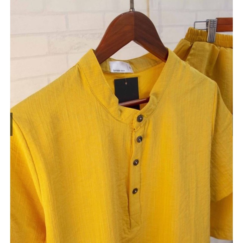 Bộ Đũi Nam Hè Cao Cấp Cổ Trụ Có Túi Chất Đũi Nhẹ Siêu Mát Phong Cách Trẻ Trung YELO- BN287 | BigBuy360 - bigbuy360.vn