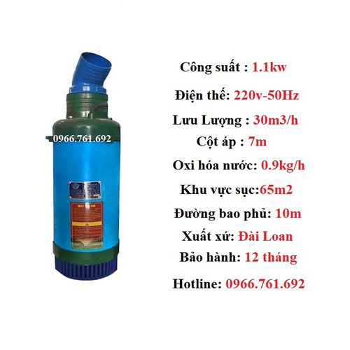 Máy sục khí tạo oxy - Máy bơm sục khí tạo oxy 1,1kw