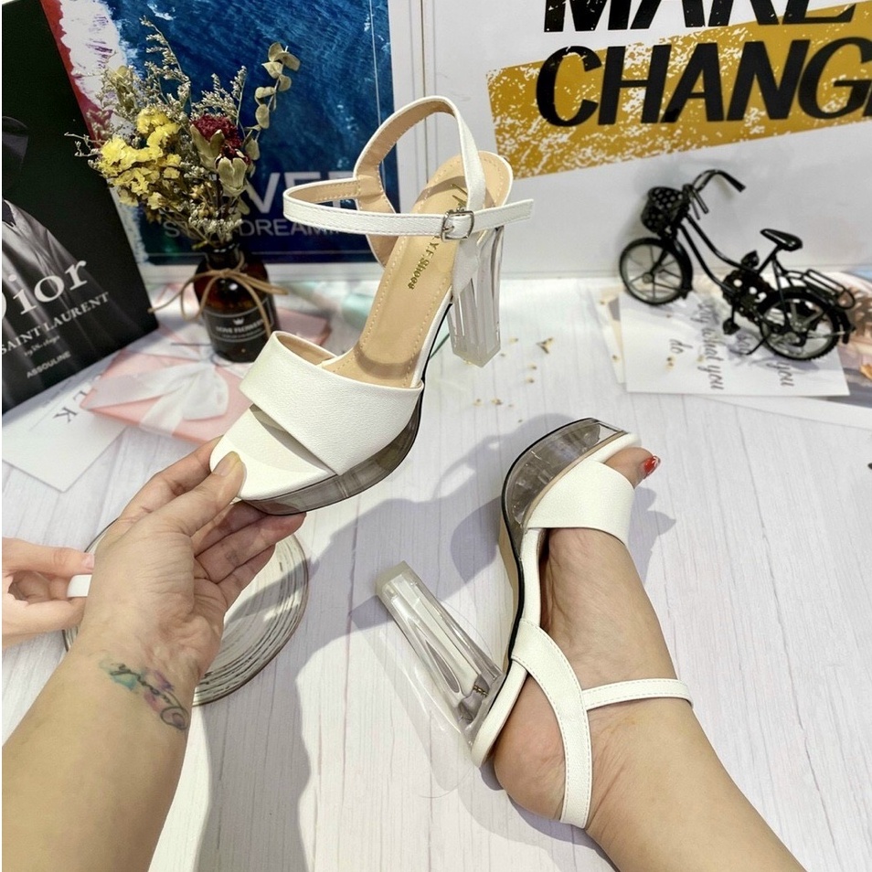 Giày Sandal Cao Gót Nữ 💥GIÀY CÔ DÂU - ĐI TIỆC💥 Đế Vuông 12 Phân Da Mờ T102