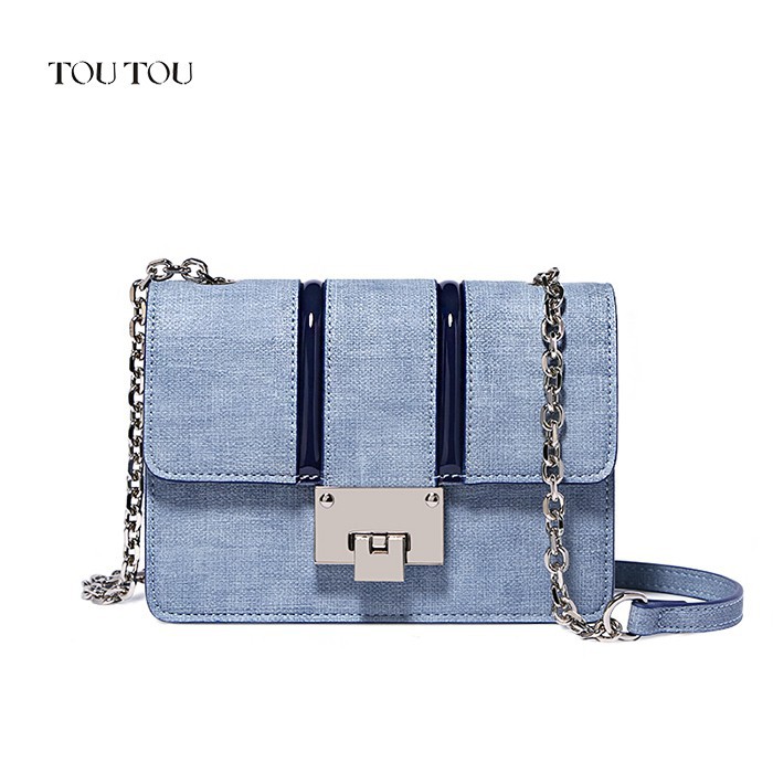 Túi xách cao cấp TOUTOU chất liệu denim trẻ trung, cá tính T7055