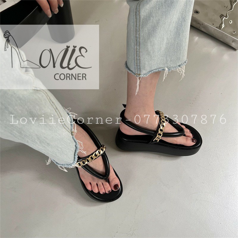 SANDAL NỮ XỎ NGÓN LOVIIECORNER - GIÀY SANDAL NỮ ĐẾ BỆT XỎ NGÓN - SANDAL NỮ DÂY CHÉO GIẢ GỖ S220521