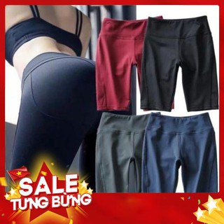 Quần đùi lỡ nâng mông tập gym/yoga