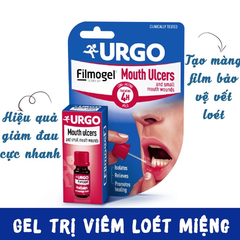 Gel lỡ miệng Urgo Filmogel Mouth ulcer-Thúc đẩy lành vết loét - Chai 6ml