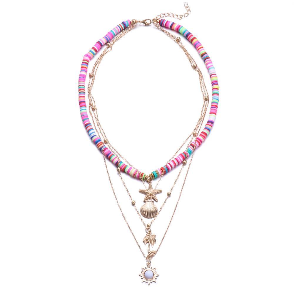 Vòng cổ Nhiều Lớp Mặt Vỏ Sò Thời Trang Đi Biển Cho Nữ