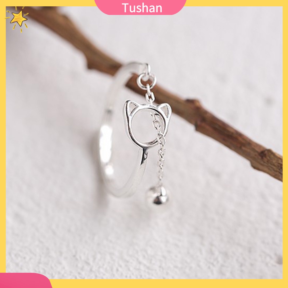 Nhẫn Hợp Kim Hình Mèo Có Chuông Xinh Xắn