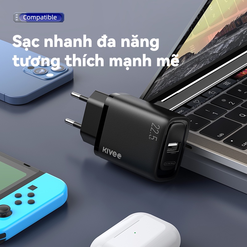 Củ sạc nhanh USB 3.0 KIVEE ổ cắm EU/US chất lượng cao tiện dụng cho điện thoại