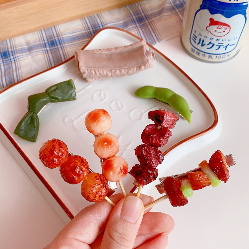 Kẹp tóc Hàn Quốc họa tiết xiên que nướng cực HOT cho nữ