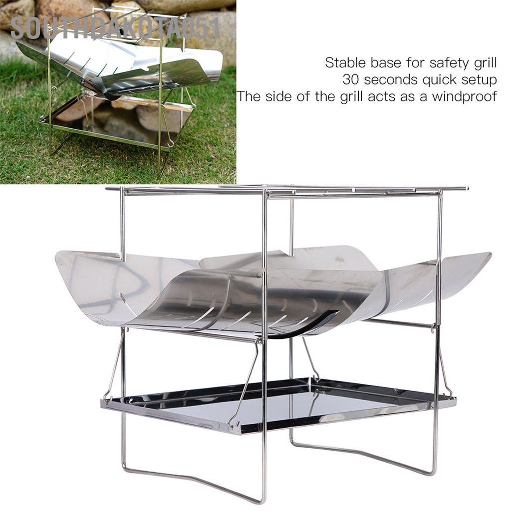 [Hàng Sẵn] Bếp Nướng Than BBQ Bằng Thép Không Gỉ Thiết Kế Gấp Gọn Tiện Dụng ngoài trời【Southdakota051】