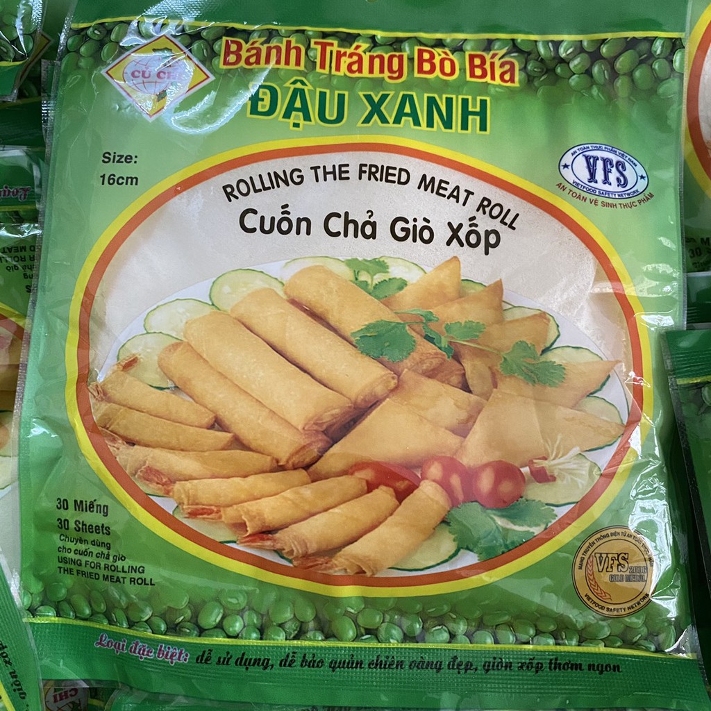 Bánh tráng bò bía đậu xanh (30 lá - Size 16)