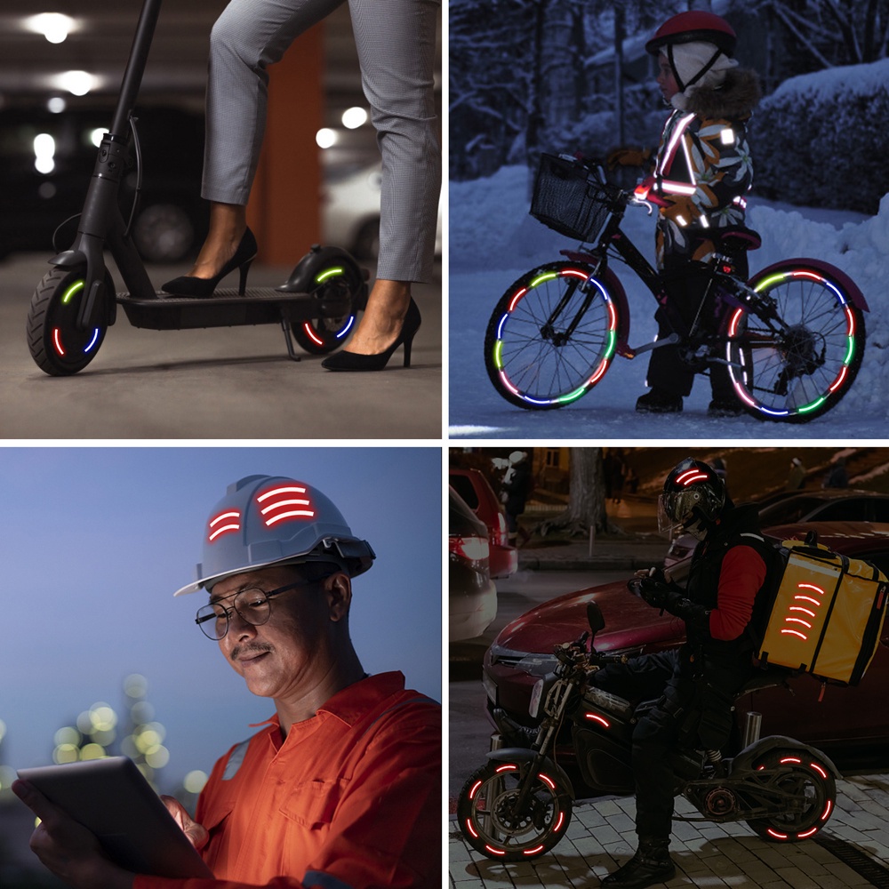 Bộ 10 miếng dán phản quang nhiều màu độc đáo trang trí xe máy/ xe đạp