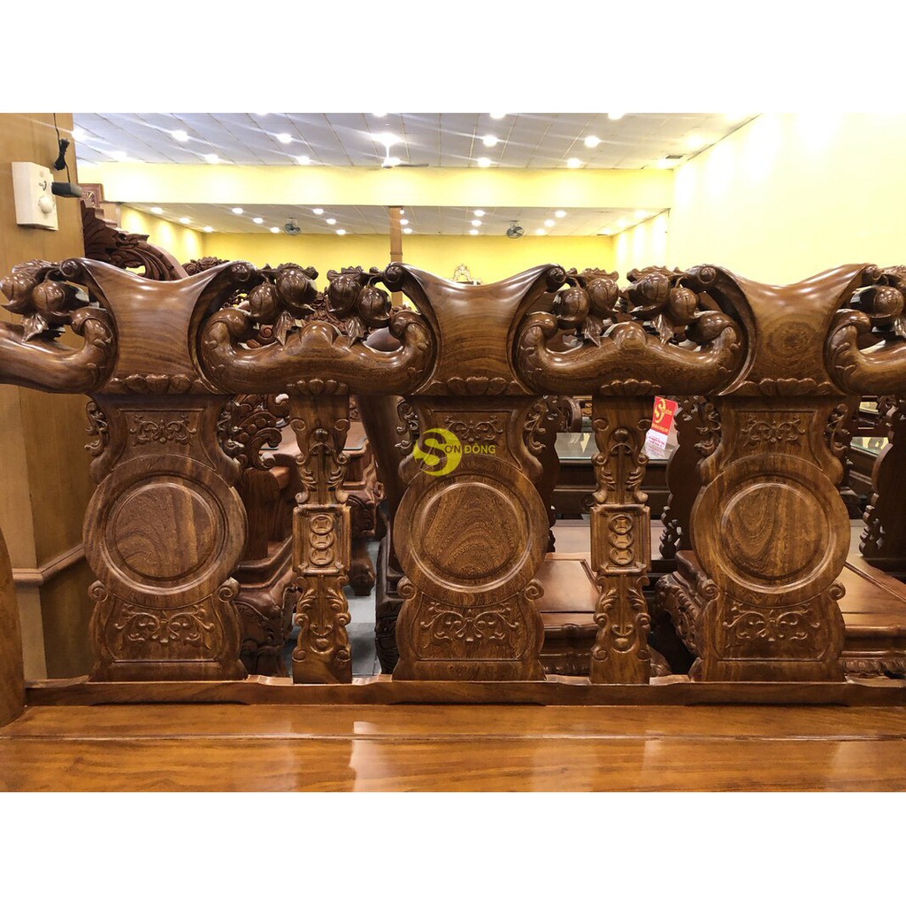 Bộ bàn ghế Minh quốc đào sài gòn gỗ lim tay 12, 6 món