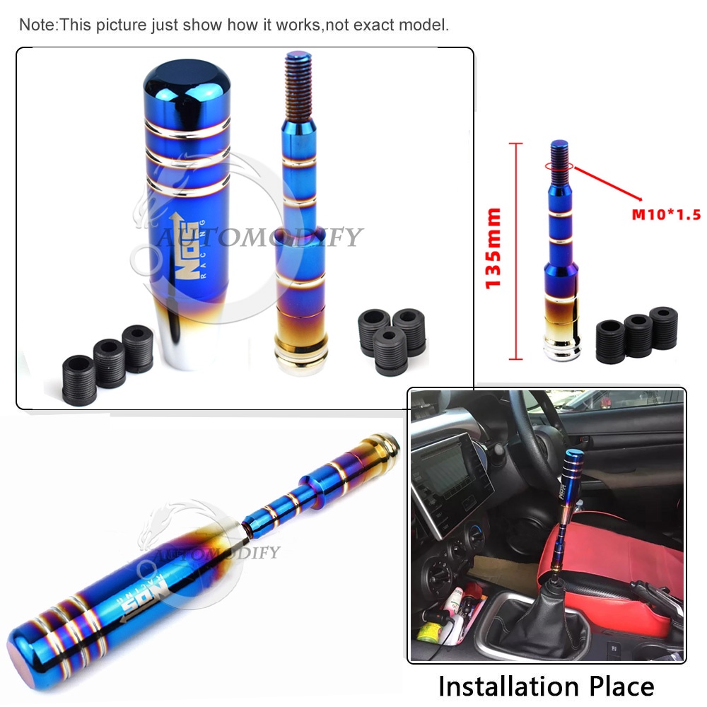 Phụ Kiện Nối Dài Cần Số Xe Hơi Bằng Nhôm JDM Tùy Chỉnh Độ Cao Kèm Đầu Chuyển Đổi Tiện Dụng