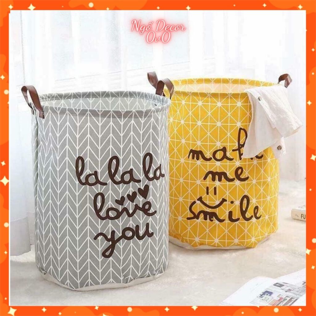 Sọt vải đựng đồ quần áo, giỏ cải tròn đựng đồ chơi trẻ em, xọt đa năng chất liệu chống thấm