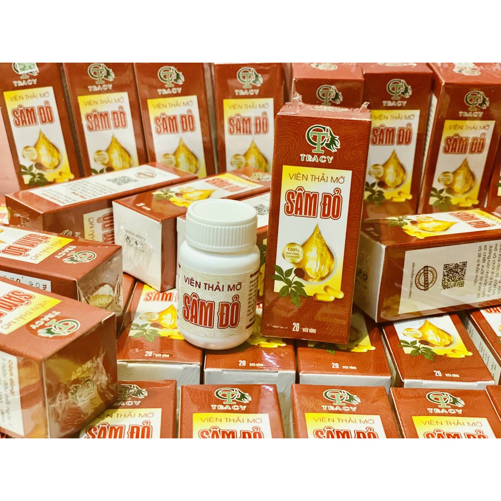 (Combo 3 hộp ) Xổ mỡ vành ruột hộp 20viên  - Thải mỡ sâm đỏ , giảm 2-4kg sau 1 liệu trình