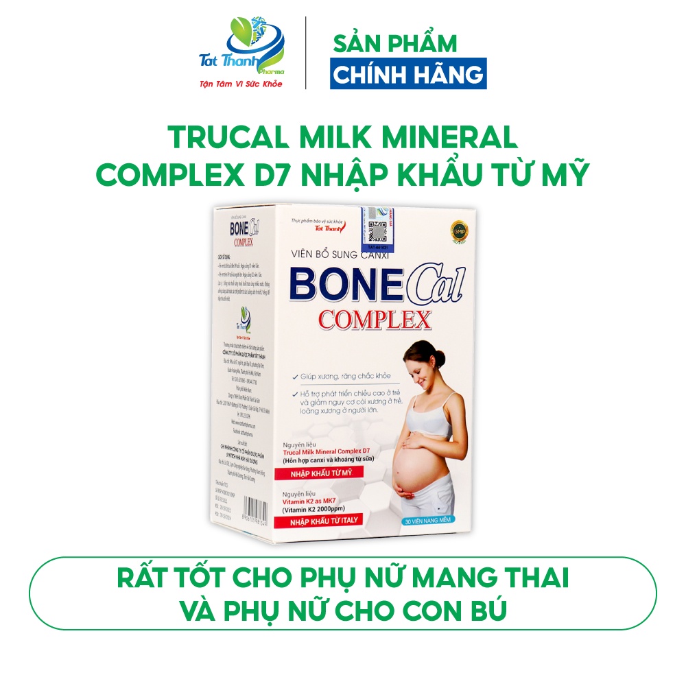 Viên bổ sung canxi Bonecal Complex Tất Thành Pharma giảm nguy cơ còi xương phát triển chiều cao 30 viên