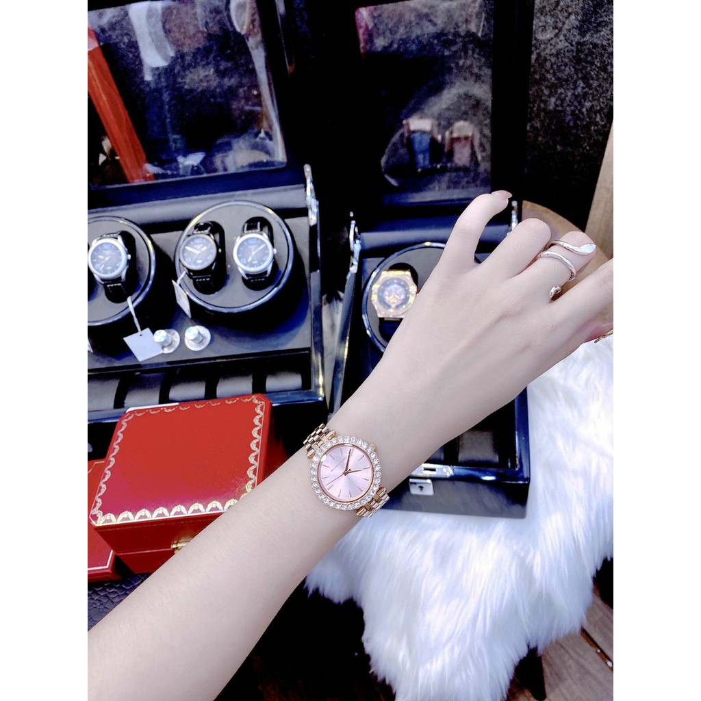 Đồng hồ nữ dây kim loại, đồng hồ nữ chính hãng authentic MICHAEL KORS full box, đính kim cương nhân tạo cao cấp