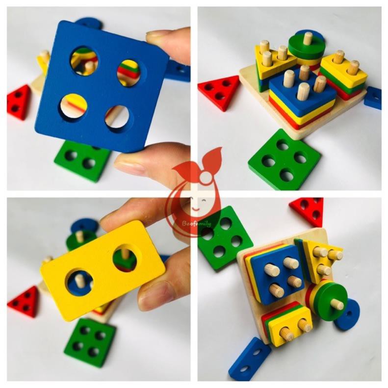 [Combo 3 món siêu tiết kiệm] Đồ chơi gỗ montessori cho bé 1 2 3 4 5 tuổi