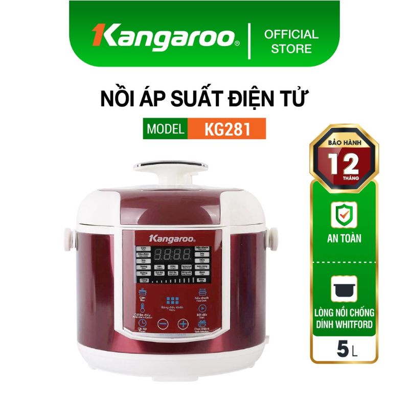 NỒI ÁP SUẤT ĐIỆN KANGAROO KG 281 ( DUNG TÍCH : 5 LÍT )