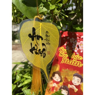 Lá bồ đề in chữ: PHÚC, LỘC, THỌ, TÂM, BÌNH AN, CÁT TƯỜNG, AN KHANG - Món quà may mắn, an lành