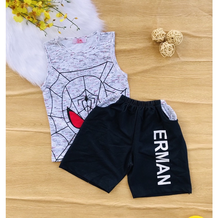 🍭 Bộ thun cotton quần giả jean bé trai từ 25-50kg