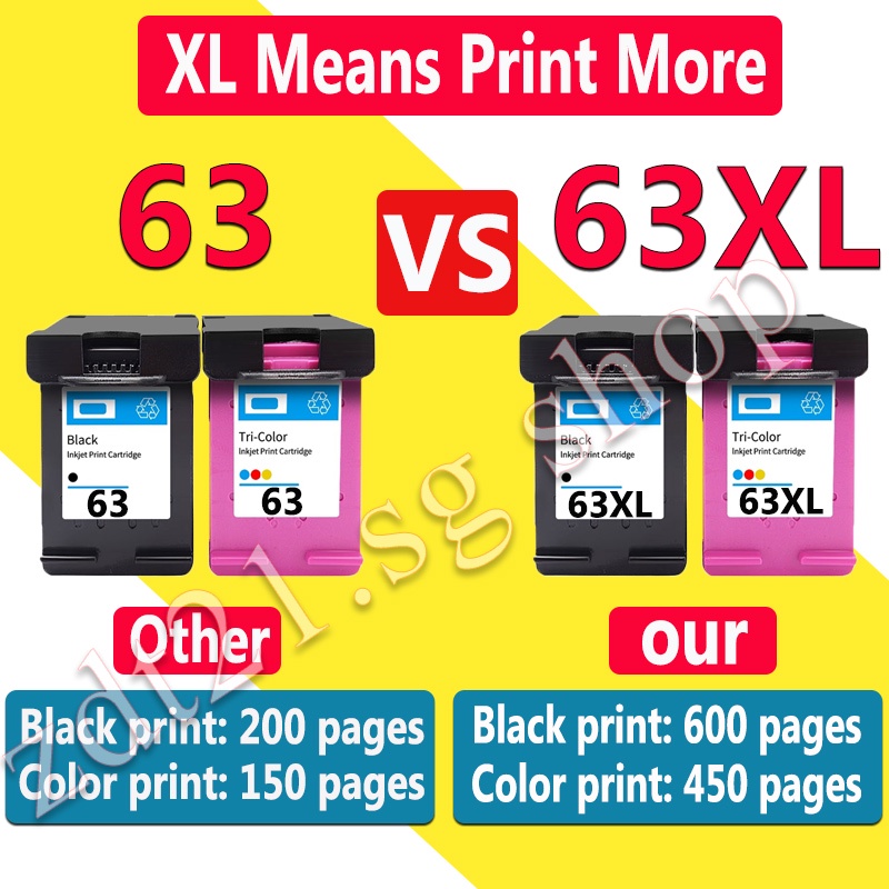 Hộp Mực HP 63 Ink HP63 HP63XL Tương Thích Với HP 1110 1112 2130 2131 2132 3630 3830 4510 4520 4650 4652