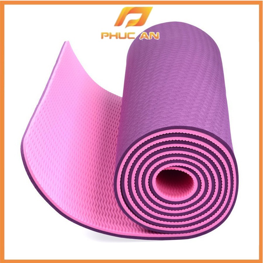 Thảm tập YOGA TPE cao cấp 6mm 2 lớp chống trơn trượt, Thảm tập GYM -Thể thao Phúc An