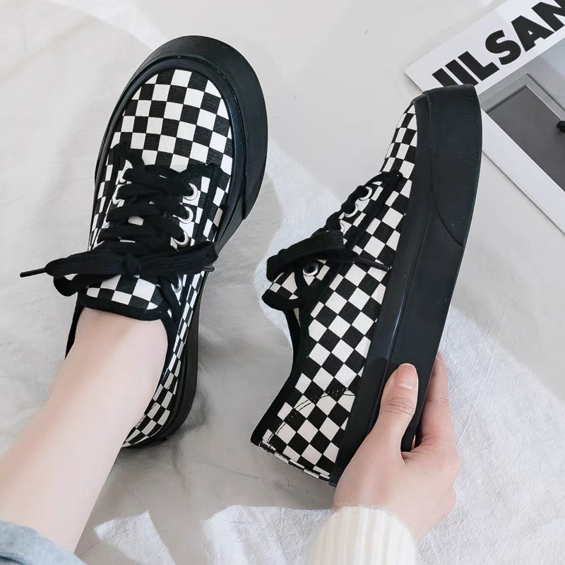 (THANH LÝ) Giày nữ thời trang kẻ ô vuông loại 1