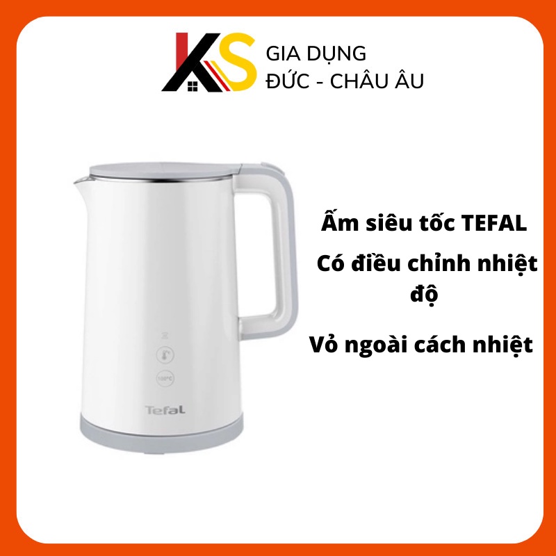 Ấm siêu tốc TEFAL KO6931 Wasserkocher Sense màu trắng- 1,5L - có điều chỉnh nhiệt độ - vỏ ngoài cách nhiệt an toàn
